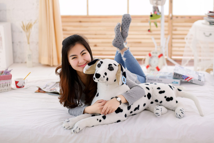 wholesale Cute soft plush simulation dalmatian stuffed toys lifelike animal spotty dog for children