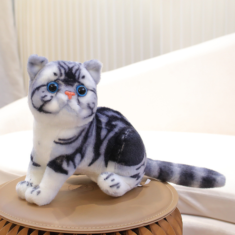 New Sunrise Wholesale soft stuffed Realistic Cat Plush doll Soft Fabric Custom pussy Stuffed simulation Plush kitty animal