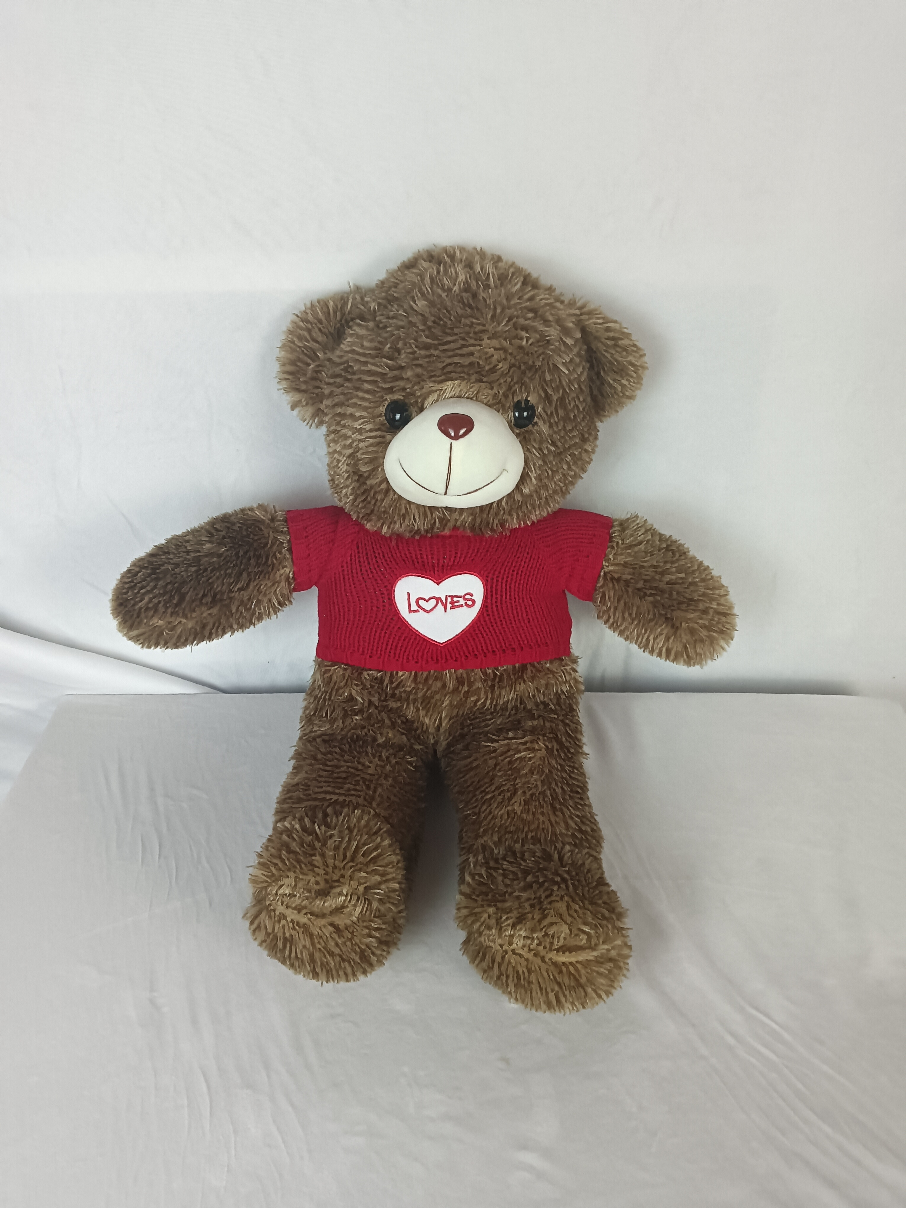 Yangzhou original manufacturer new sunrise custom soft cute plush sweater teddy bear doll toy with customized love heart logo