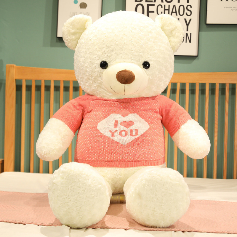 Big Large lovely Giant Love Teddy Bear for Anniversary Valentine day with embroidered logo on knitted sweater