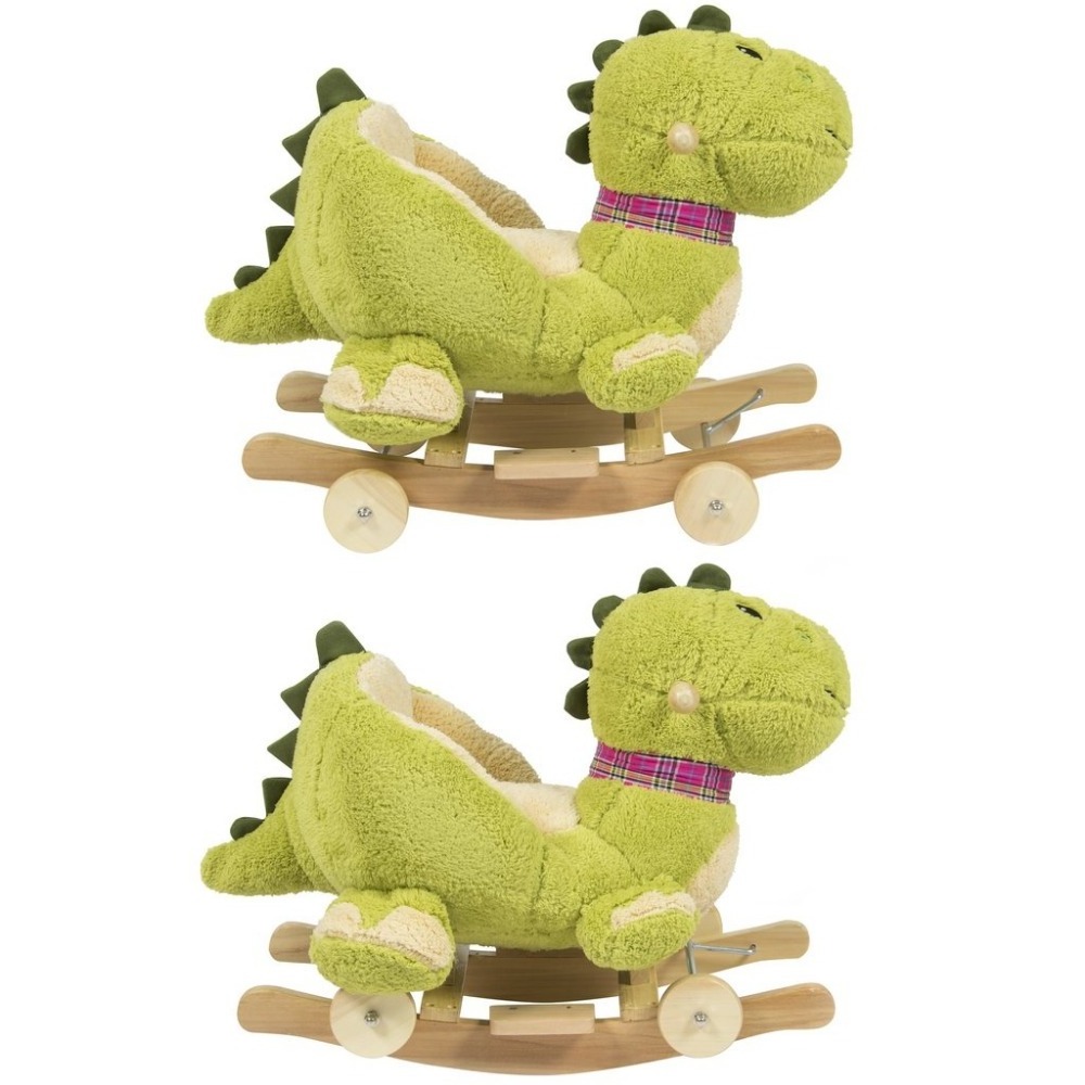 60*33*45cm Kids Dragon Animal Rocker W/ Wheels Children Ride On Dinosaur Toy Rocking Chair