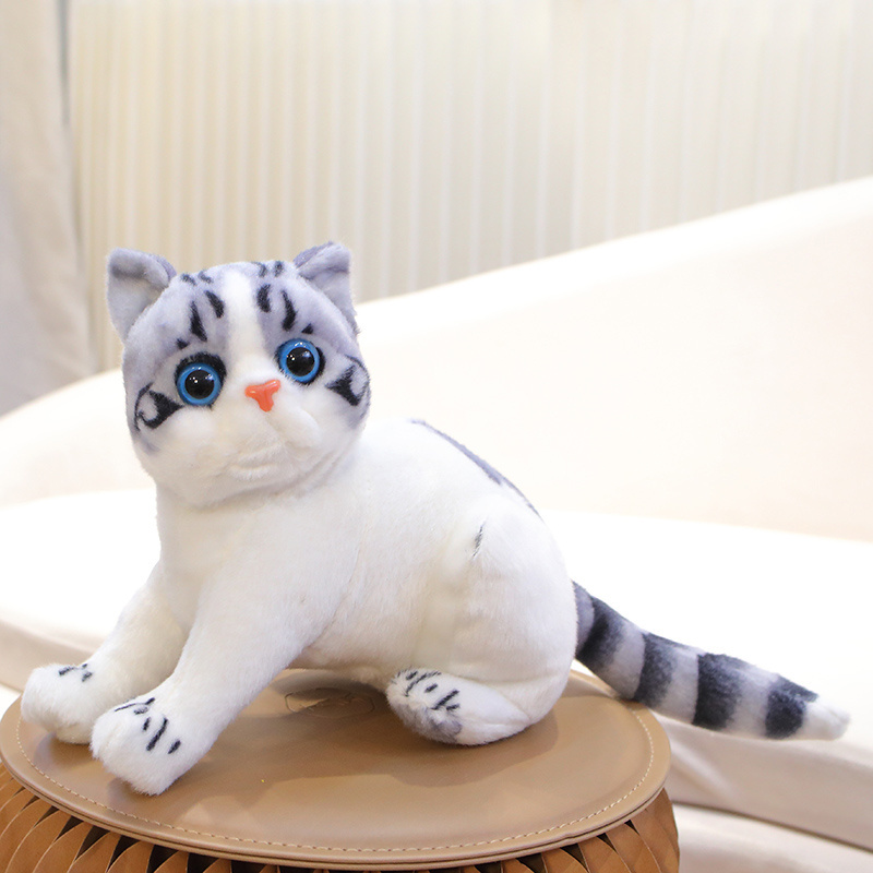 New Sunrise Wholesale soft stuffed Realistic Cat Plush doll Soft Fabric Custom pussy Stuffed simulation Plush kitty animal