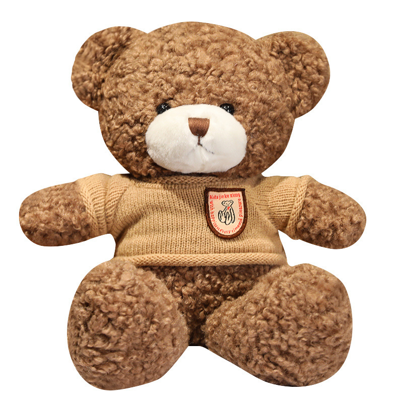 Wholesale beautiful Stuffed Animal Plush Christmas woollen garment Teddy bear doll toy with acrylic Knitted Sweater Shirt