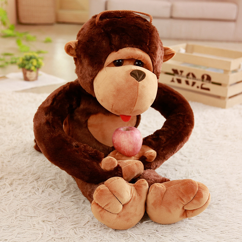 XS/S/M/L/XL promotional customized blue stuffed plush baby ape forest animal toy with red T-shirt(with embroidered logo)