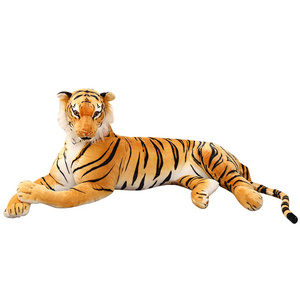 New Lifelike Soft plush Siberian tiger bolster  Stuffed tiger cushion Doll Plush simulation tiger Animal pillow Toys(brown)