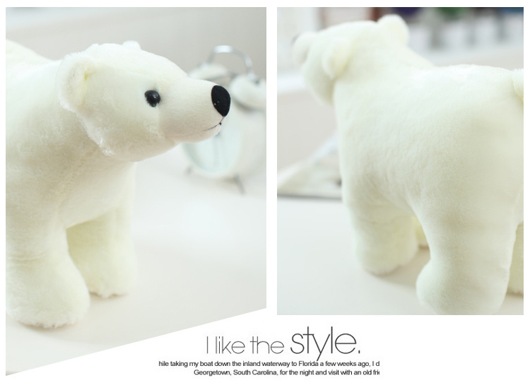 S/M/L promotional customized white plush polar bear animal toy with red scarf