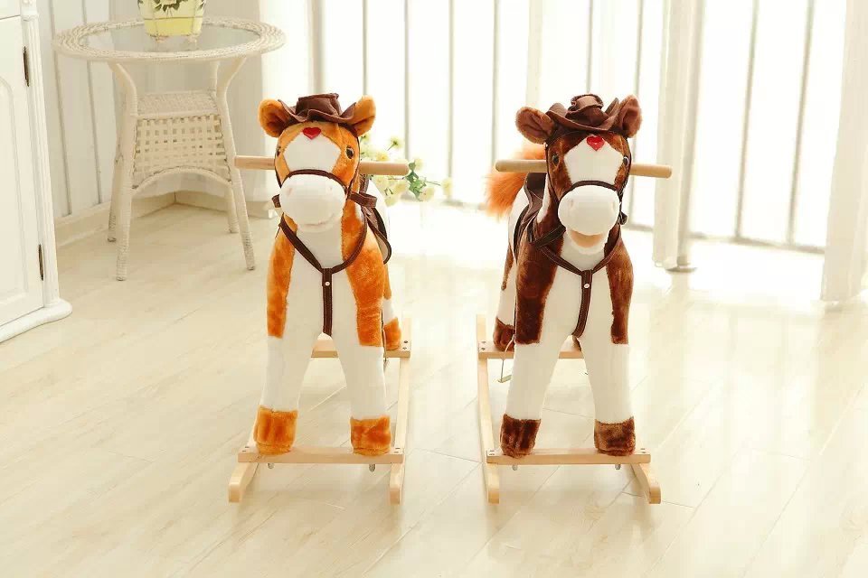 customized hot sale kid plush riding horse toy mechanical horse toys rocking horse(CE/EN71)