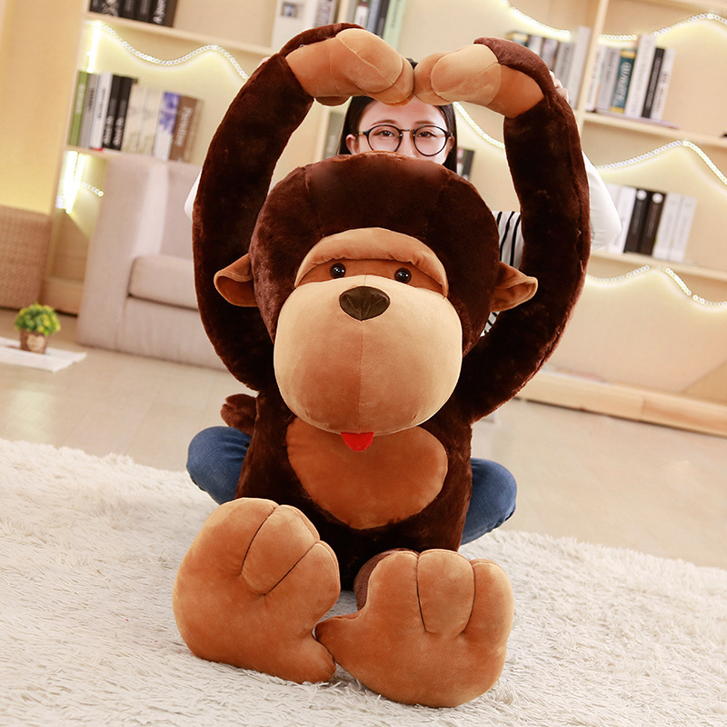 XS/S/M/L/XL promotional customized blue stuffed plush baby ape forest animal toy with red T-shirt(with embroidered logo)