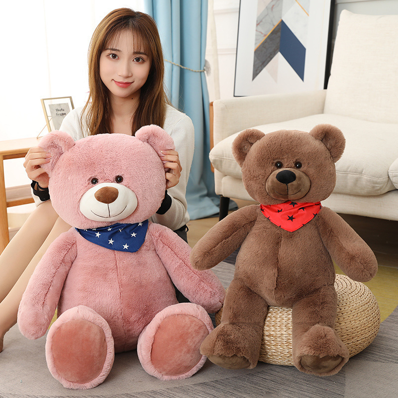 Wholesale Promotion Mothers Day 3 Colors Cute Stuffed Plush Toy Teddy Bear bolster with five-pointed star printed triangle scarf