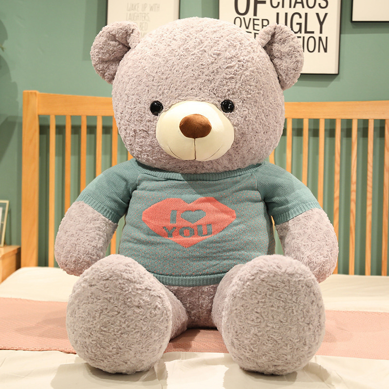 Big Large lovely Giant Love Teddy Bear for Anniversary Valentine day with embroidered logo on knitted sweater