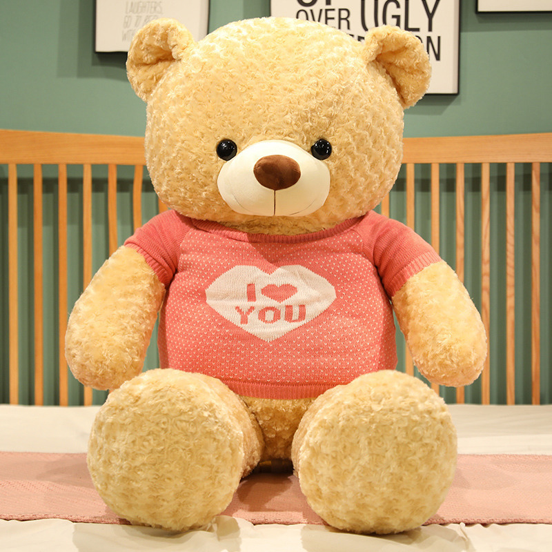 Big Large lovely Giant Love Teddy Bear for Anniversary Valentine day with embroidered logo on knitted sweater