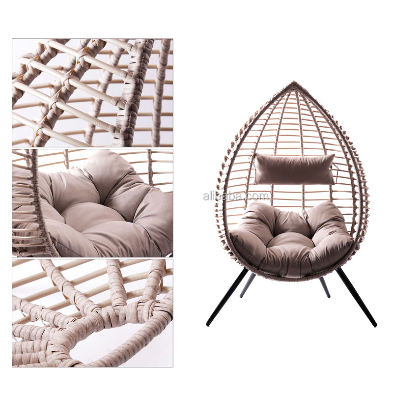 Environmentally friendly materials Egg leisure outdoor indoor rattan egg chair with removable leveling feet