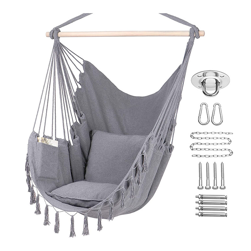 Kids outdoor garden baby Hammock nest Swing bed with Two Soft Cushions Macrame Cotton Canvas patio swings Chair Seat hanging