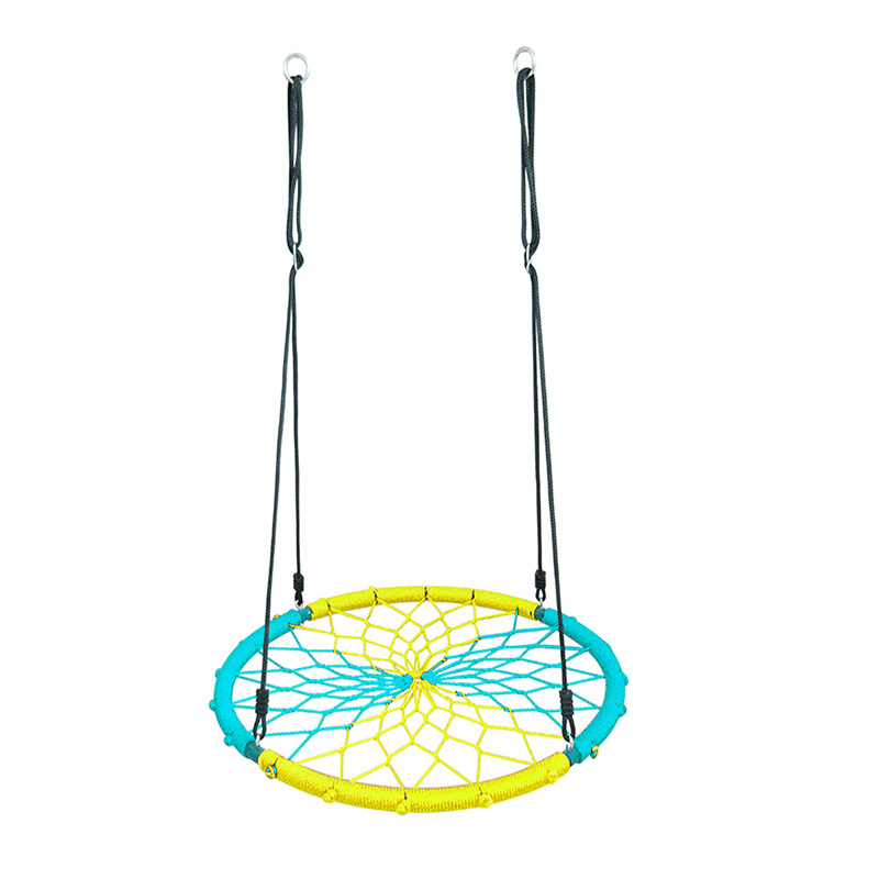 Great Capacity Outdoor colorful Garden Kids 95cm Rope Hanging Circle spider web shape Nest Swing Chair for Amusement