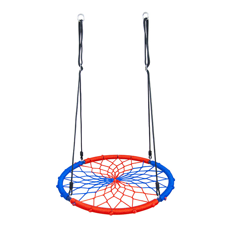 Great Capacity Outdoor colorful Garden Kids 95cm Rope Hanging Circle spider web shape Nest Swing Chair for Amusement