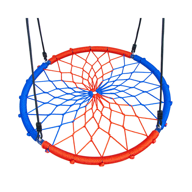 Great Capacity Outdoor colorful Garden Kids 95cm Rope Hanging Circle spider web shape Nest Swing Chair for Amusement