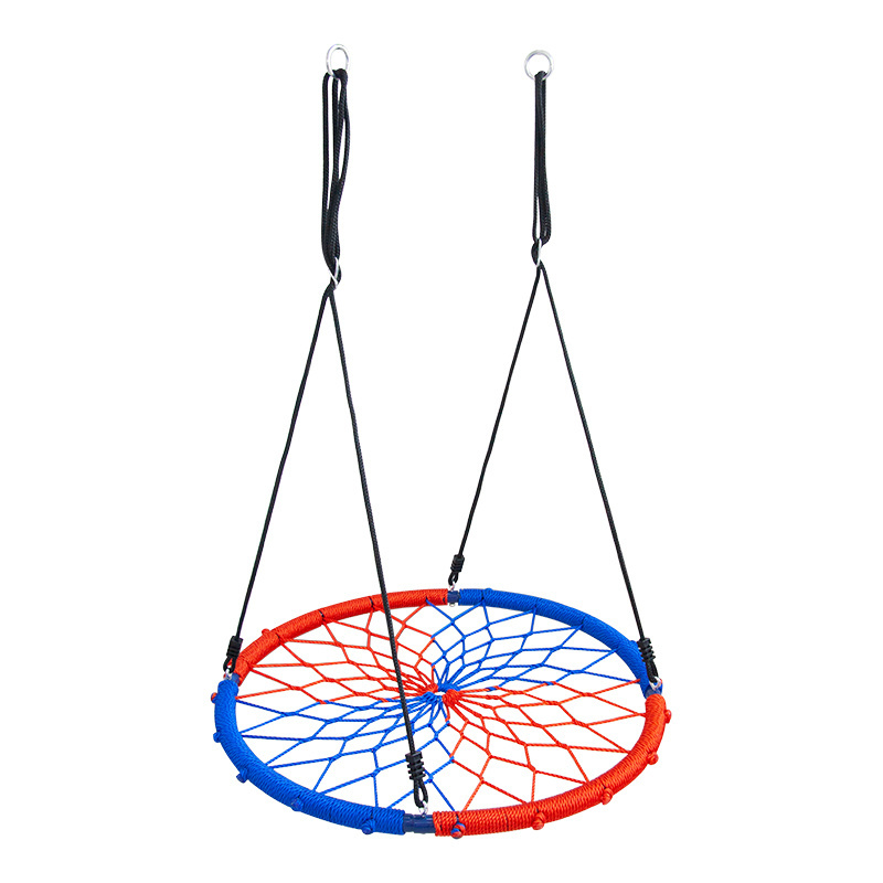 Great Capacity Outdoor colorful Garden Kids 95cm Rope Hanging Circle spider web shape Nest Swing Chair for Amusement