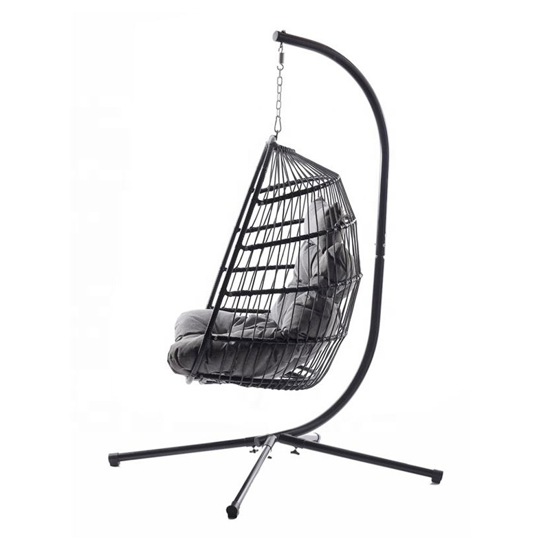 Chinese Foldable Hanging Egg Chair With Stand,Lounging Chair, Swing Hammock for Indoor Outdoor Bedroom Patio Garden