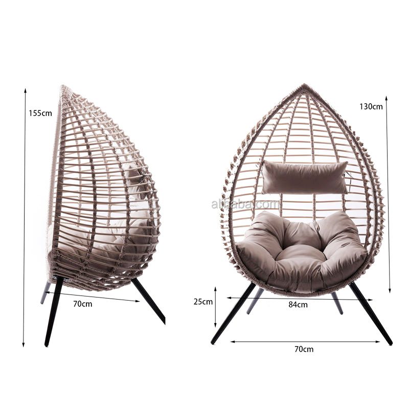 Environmentally friendly materials Egg leisure outdoor indoor rattan egg chair with removable leveling feet