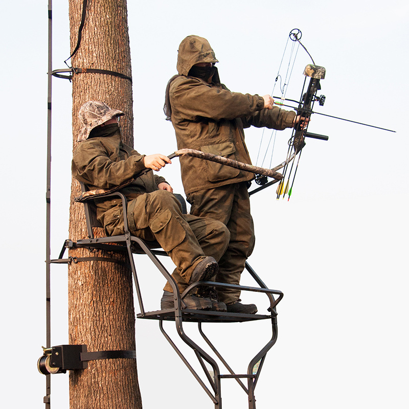 outdoor strong steel tree stand hunting ladder climbing treestand for 2 people hunting product