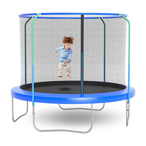 Customizable size color outdoor spring 6/8/10/12/13/14/15FT cama elastica Trampoline with round fiber glass net top for kids