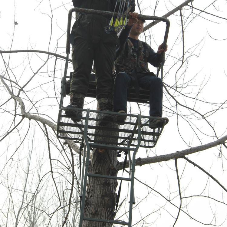 outdoor strong steel tree stand hunting ladder climbing treestand for 2 people hunting product