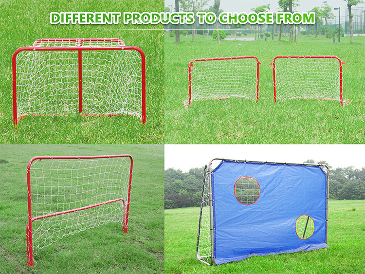 Mini portable foldable aluminium target football red small portable foldable soccer hockey goal post for sale