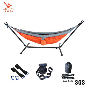 Foldable portable 2 Person Nylon hammock wholesale indoor and outdoor double folding bracket hammock Survival Tent Hammock