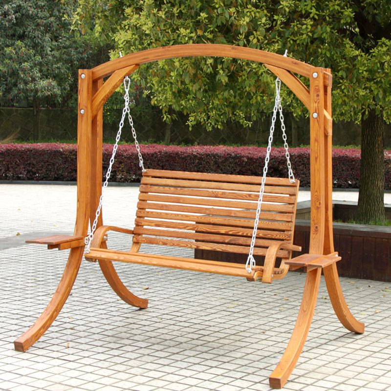 New Hot Sale outdoor waterproof Wooden shelf for garden decoration 3 seat swing hanging patio chair