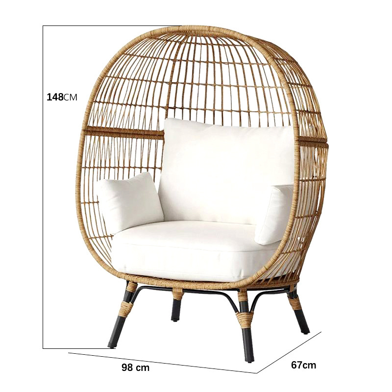 China Outdoor furniture Rattan Egg Shape Chair Garden Egg Chair with 4 Legs stand Egg chairs indoor for all people