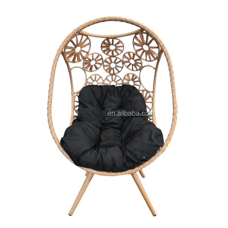 China Outdoor furniture Rattan Egg Shape Chair Garden Egg Chair with 4 Legs stand Egg chairs indoor for all people