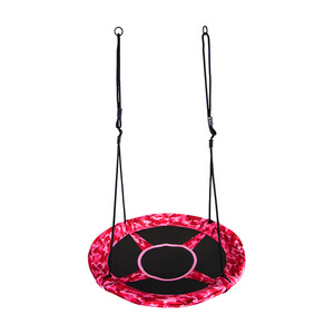 Colorful 100cm diameter round red camouflage outdoor baby bird nest rope swing chairs for children and adults