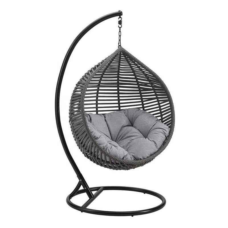 High quality Home Indoor Outdoor Leisure Patio Wicker Rattan Teardrop Swing Chair with cushion for men and women