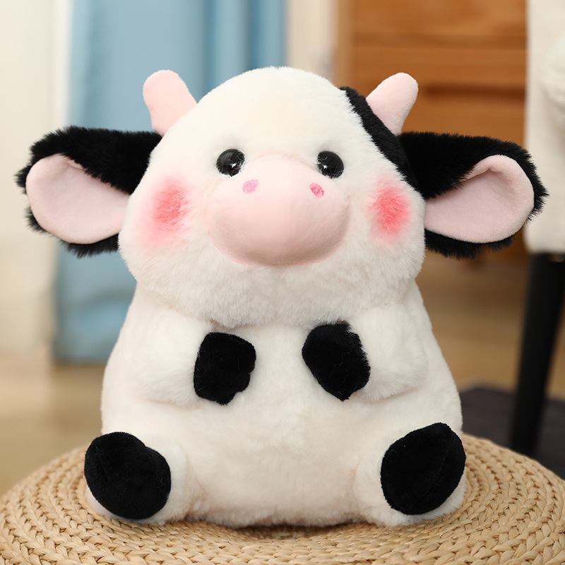 Cute Cartoon Animal Plush Dolls-Unisex Sitting Cow Monkey Penguin White Rabbit Elephant Pink Pig Filled with PP Cotton