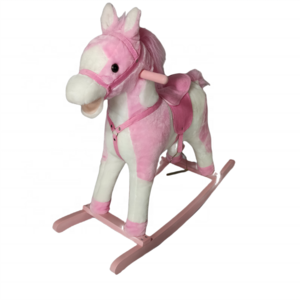 Wholesale Pink and White Toddler Rocking horse Trojan Wooden Riding Rocking Horse plush deer rocking horse