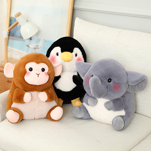 Cute Cartoon Animal Plush Dolls-Unisex Sitting Cow Monkey Penguin White Rabbit Elephant Pink Pig Filled with PP Cotton