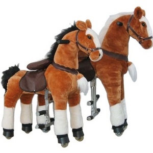 Newest Giddy Up animal Dark brown walking stick animal mechanical walking animal ride for mall