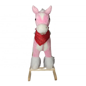 Hot selling baby rocking horse plush wood toys children's plush pony rocking horse for birthday gift