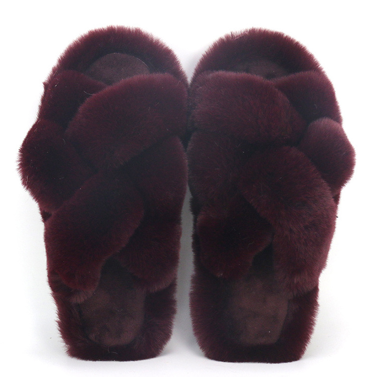 Wholesale Ladies Shoes Night Morning Soft Sleepers Fluffy Furry Fur Slides Slippers Custom Logo