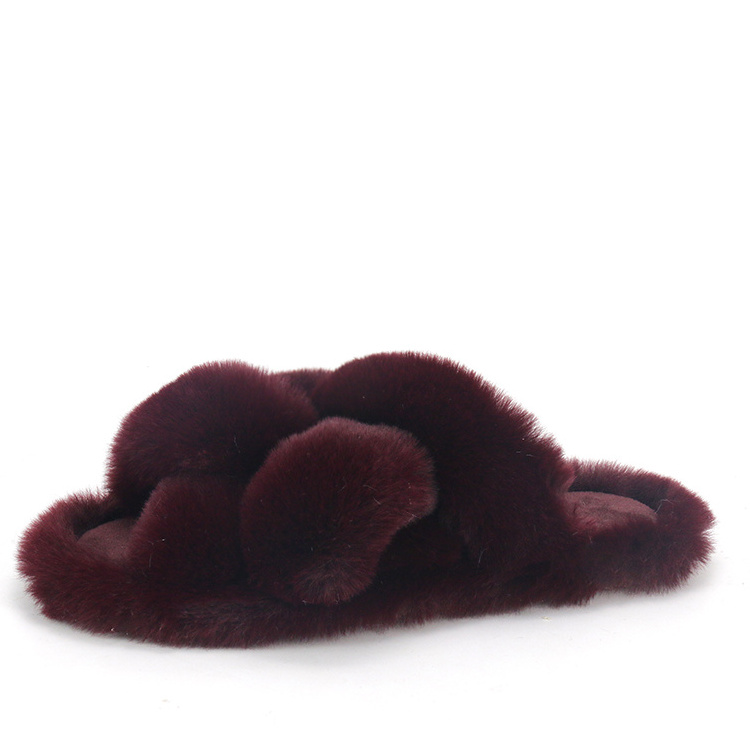 Wholesale Ladies Shoes Night Morning Soft Sleepers Fluffy Furry Fur Slides Slippers Custom Logo