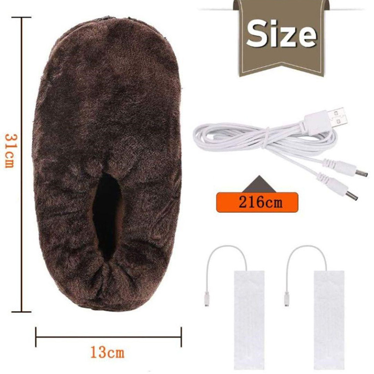 Winter Warm Footwear USB New Unisex Gift Rechargeable Wireless Heating Slippers Electric Heated Shoes