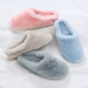 Fashion Women Winter Indoor Outdoor Fuzzy LambsWool Comfort House Warm Australian Sheepskin Slippers Wholesale