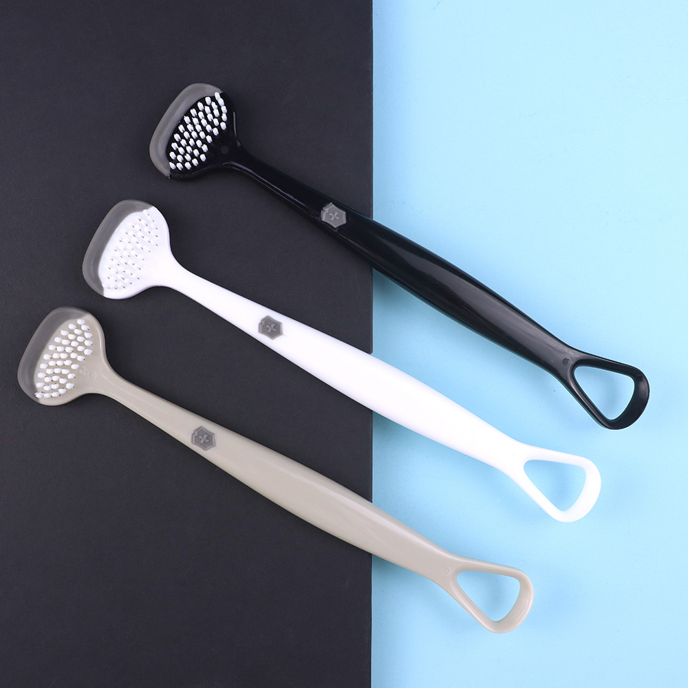 New Double Sided Tongue Coating Cleaning Brush Tongue Scraper Tongue Cleaner