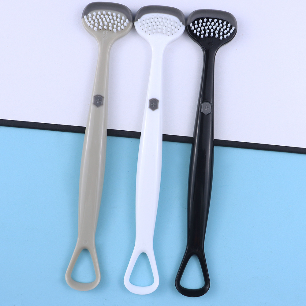 New Double Sided Tongue Coating Cleaning Brush Tongue Scraper Tongue Cleaner