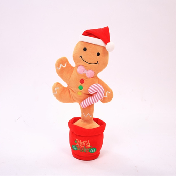 Christmas  Hot Selling Gifts Decoration Dancing Twisting Singing Christmas Tree Gingerbread Penguin Plush Toy with Flash Light