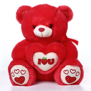 Valentine stuffed plush toys teddy bear with heart stuffed hot selling toy plush teddy bear for valentine