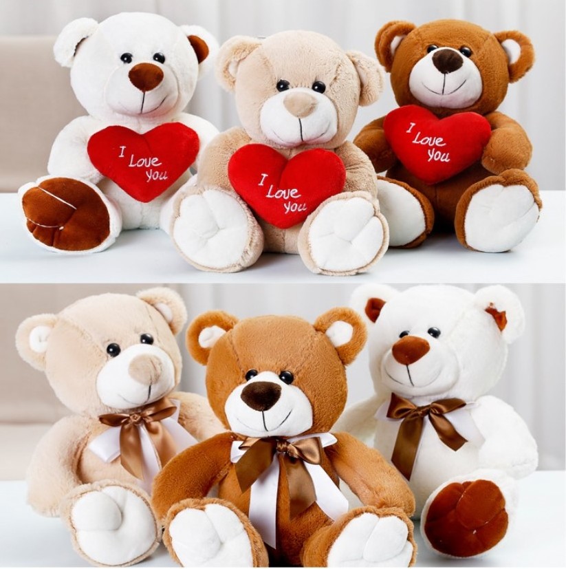 Valentine stuffed plush toys teddy bear with heart stuffed hot selling toy plush teddy bear for valentine