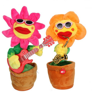 New Product Stuffed Creative Music Dancing Sun Flower Soft Rubber Plush Funny Toys for Kids