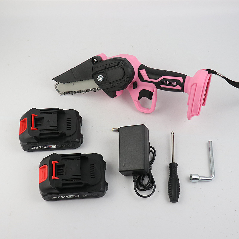 6 inch lithium electric chainsaw rechargeable woodworking pink chainsaw garden logging electric saw one hand saw