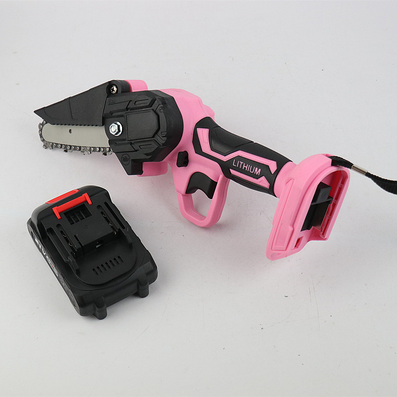 6 inch lithium electric chainsaw rechargeable woodworking pink chainsaw garden logging electric saw one hand saw